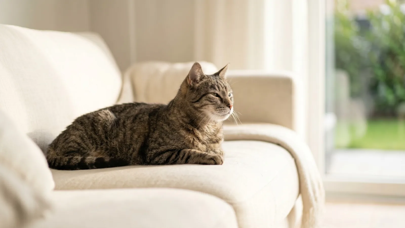 Chat senior paisible dans un intérieur clair