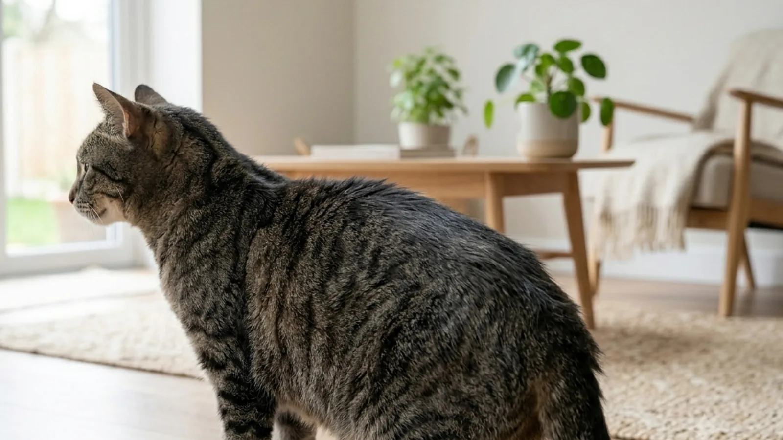 Chat senior de dos, pelage du dos et de la croupe